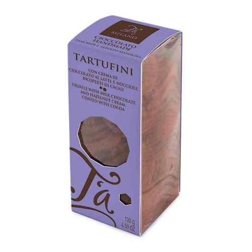 Tartufini cu ciocolata cu lapte si crema cu alune, pudrate cu cacao | T'A Milano