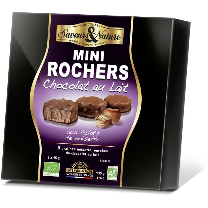 Bomboane cu ciocolata cu lapte BIO - Coffret 9 rochers lait bio  | Saveurs et Nature