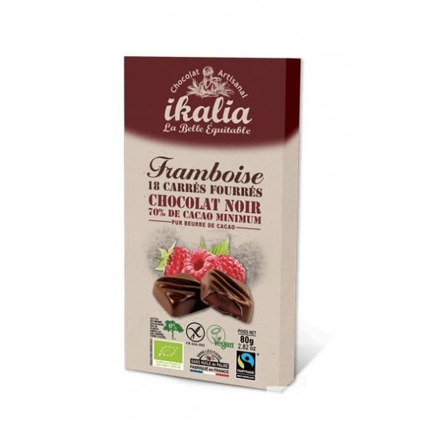 Ciocolata artizanala - Carres Fourres Framboise Noir Bio | Saveurs et Nature