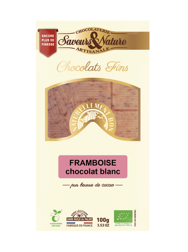 Ciocolata artizanala - Blanc Framboise Bio | Saveurs et Nature