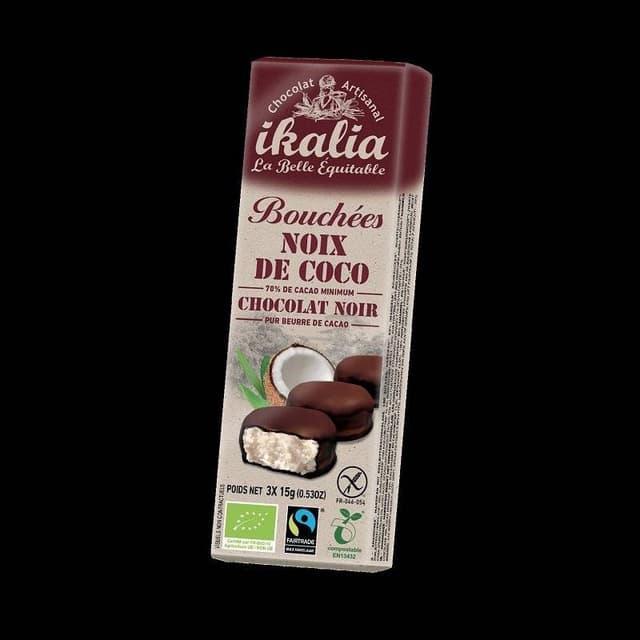 Bomboane de ciocolata neagra cu cocos Bio- bouchees noix de coco noir IK  | Saveurs et Nature