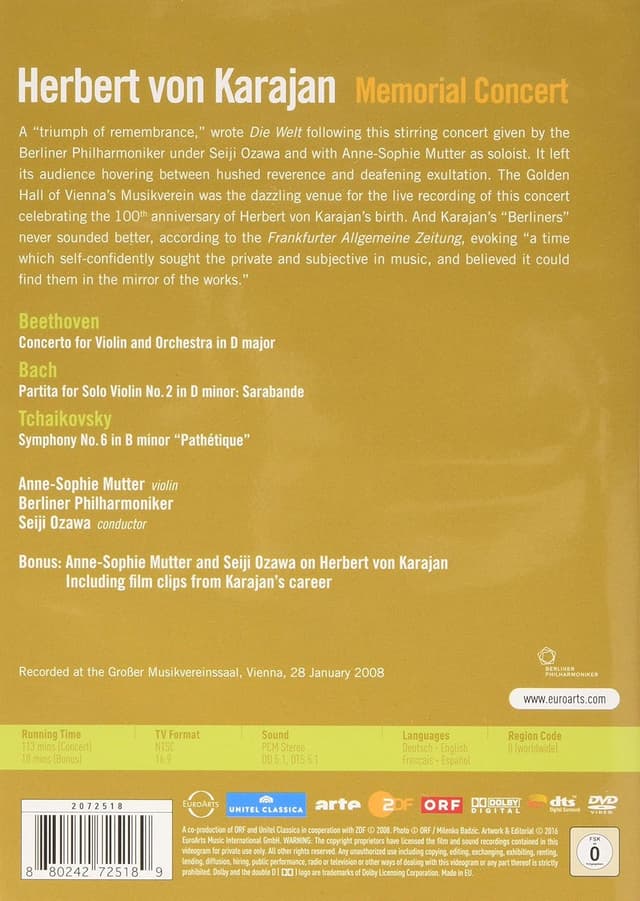 Herbert von Karajan Memorial Concert (DVD) | Berliner Philharmoniker, Anne-Sophie Mutter, Seiji Ozawa
