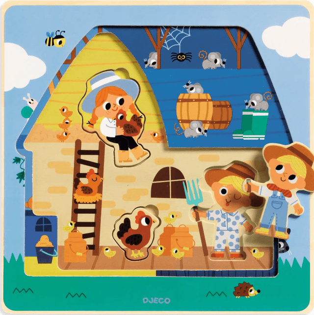 Puzzle straturi - Animalele de la ferma | Djeco