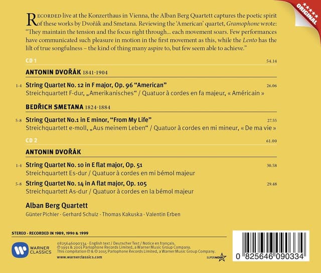 Dvorak: String Quartets: Opp. 96 "American", 51 & 105 /  Smetana: String Quartet No. 1 "From My Life" | Alban Berg Quartett