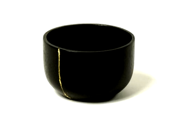 Bol din lemn - Mah Kintsugi - Black W.Gold | Kinta