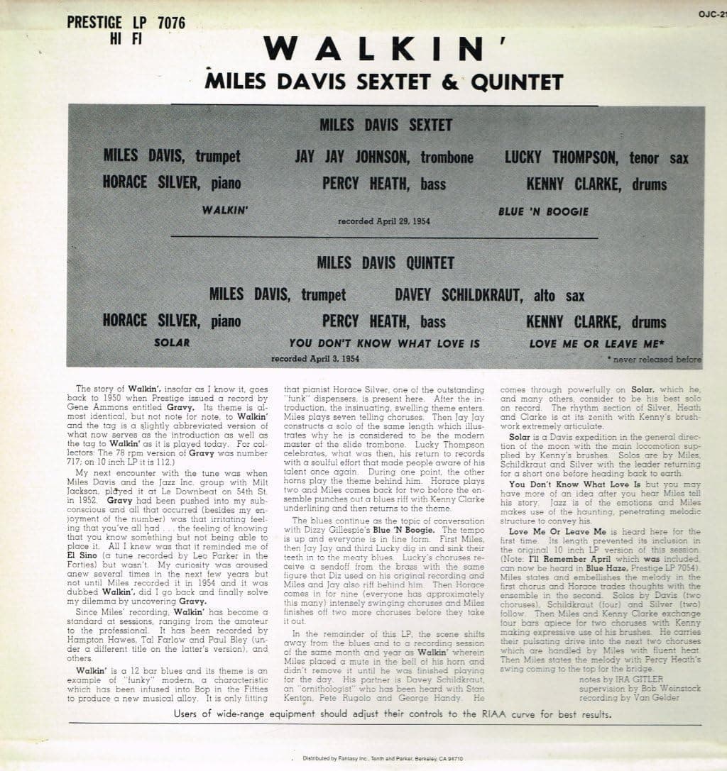 Walkin' - Vinyl | Miles Davis