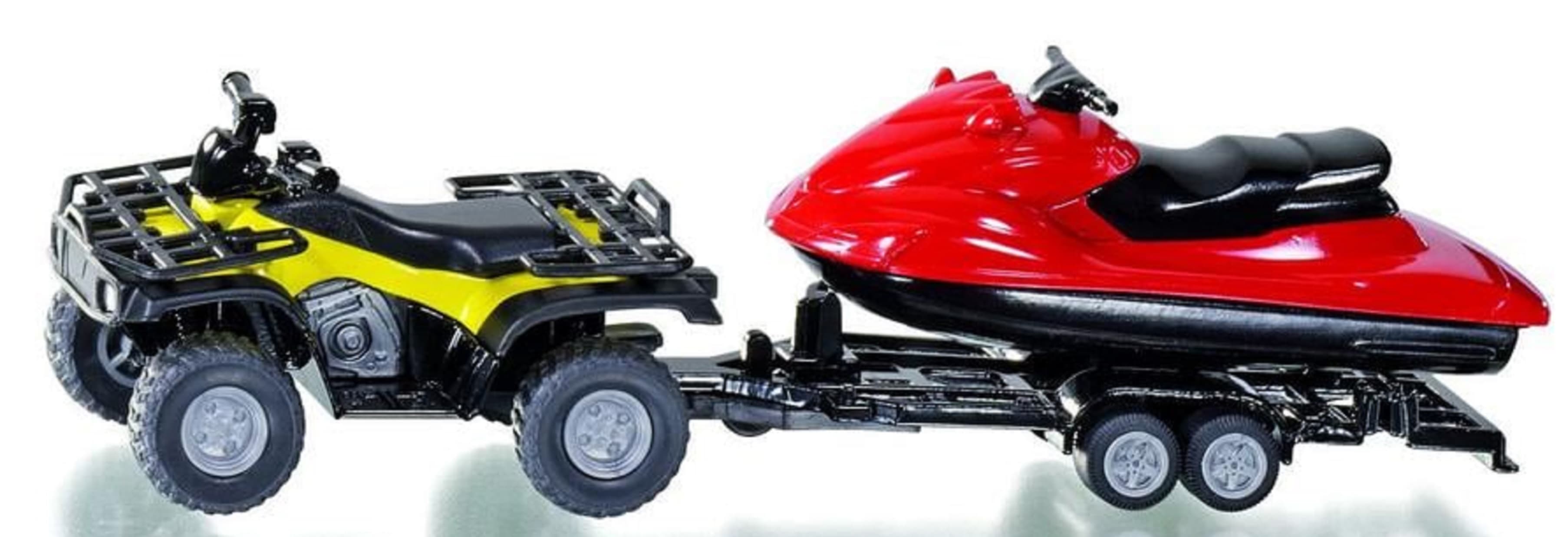 ATV cu remorca si jet-ski - Rosu si galben | Siku
