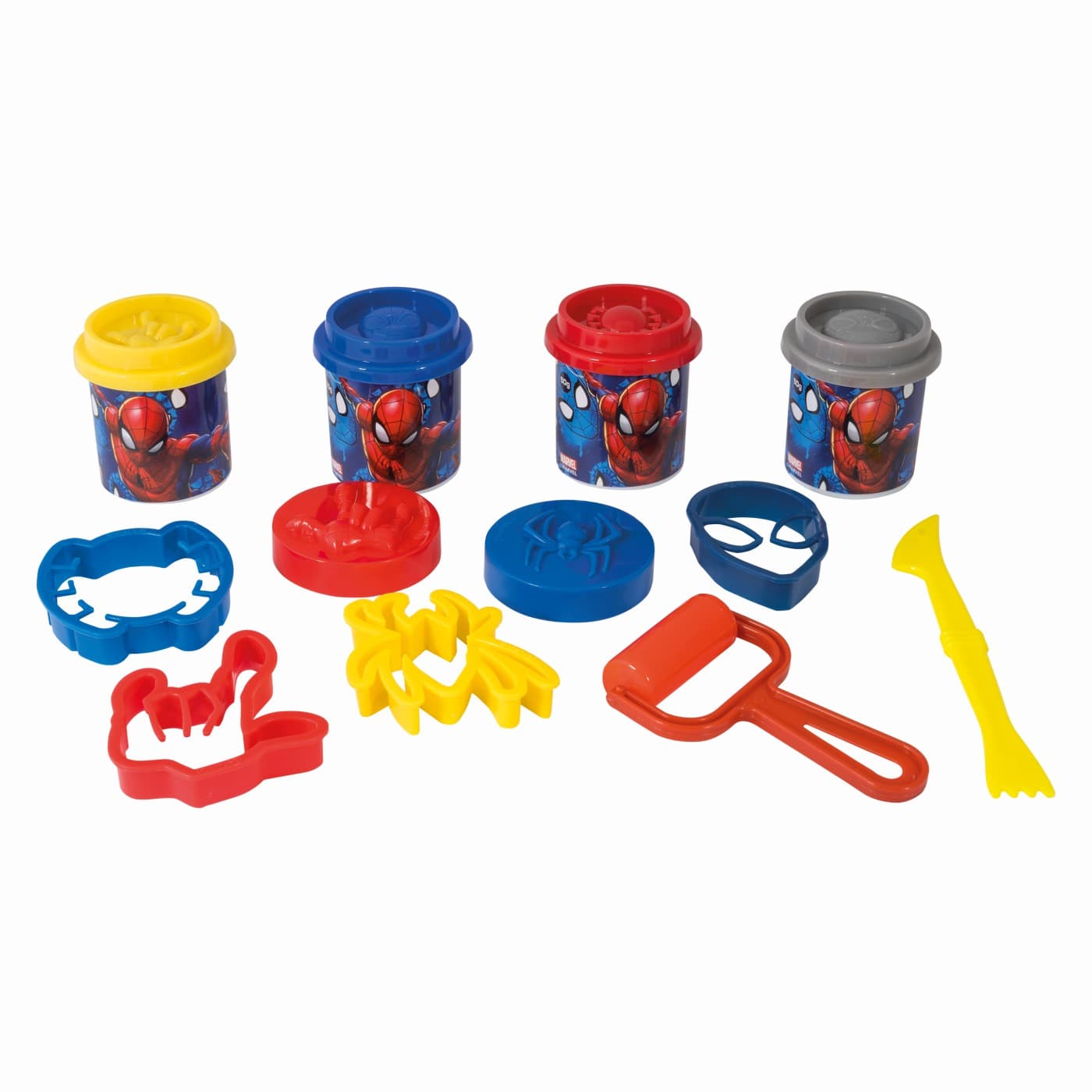Set Galetusa cu 4 borcanase de plastilina si accesorii de modelat - Spider-Man | As Company