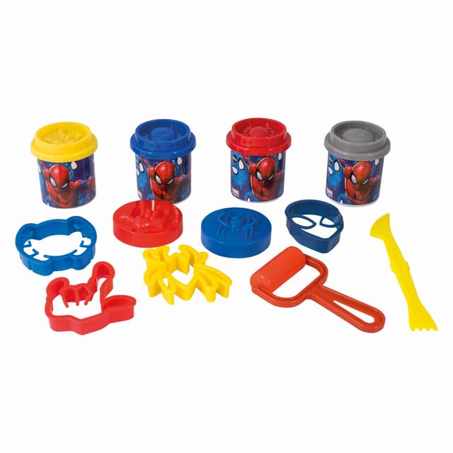 Set Galetusa cu 4 borcanase de plastilina si accesorii de modelat - Spider-Man | As Company