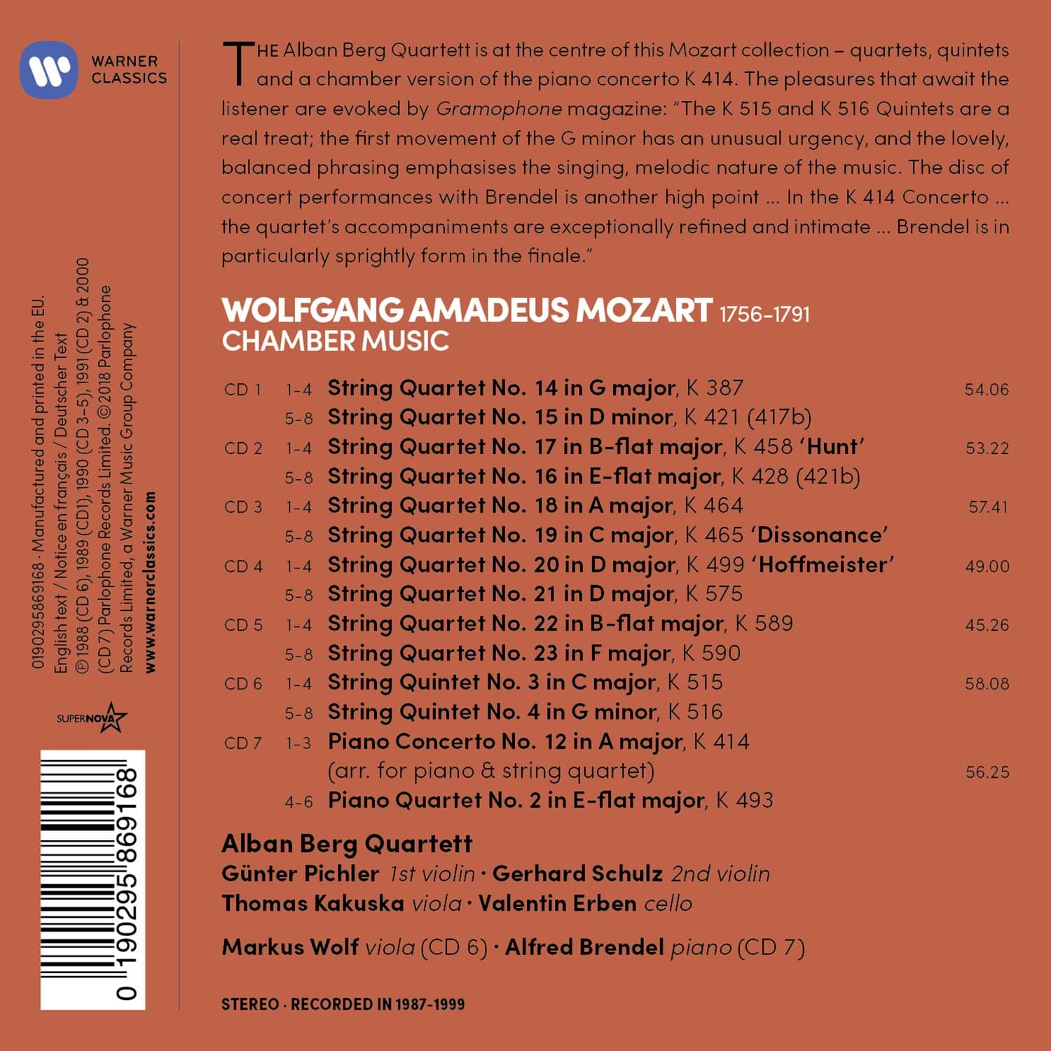 Mozart: Chamber Music - The Last String Quartets | Wolfgang Amadeus Mozart, Alban Berg Quartett, Alfred Brendel, Markus Wolff