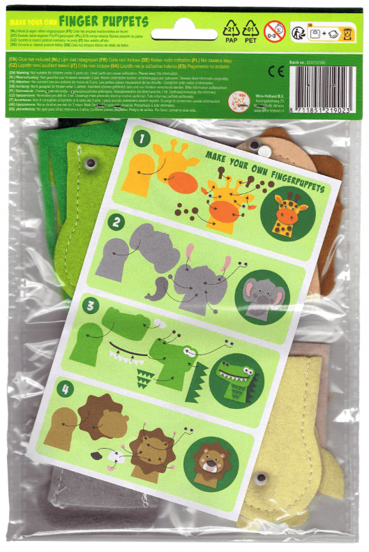 Marioneta pentru degete - Set creativ 4 animalute safari | Wins Holland