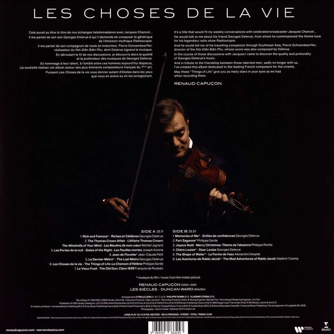 Les choses de la vie: Cinema II - Vinyl | Renaud Capucon, Les Siecles, Duncan Ward