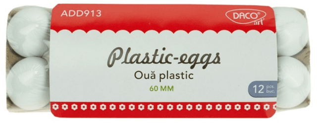 Accesorii craft - Oua plastic, 6cm - 12 bucati | Daco