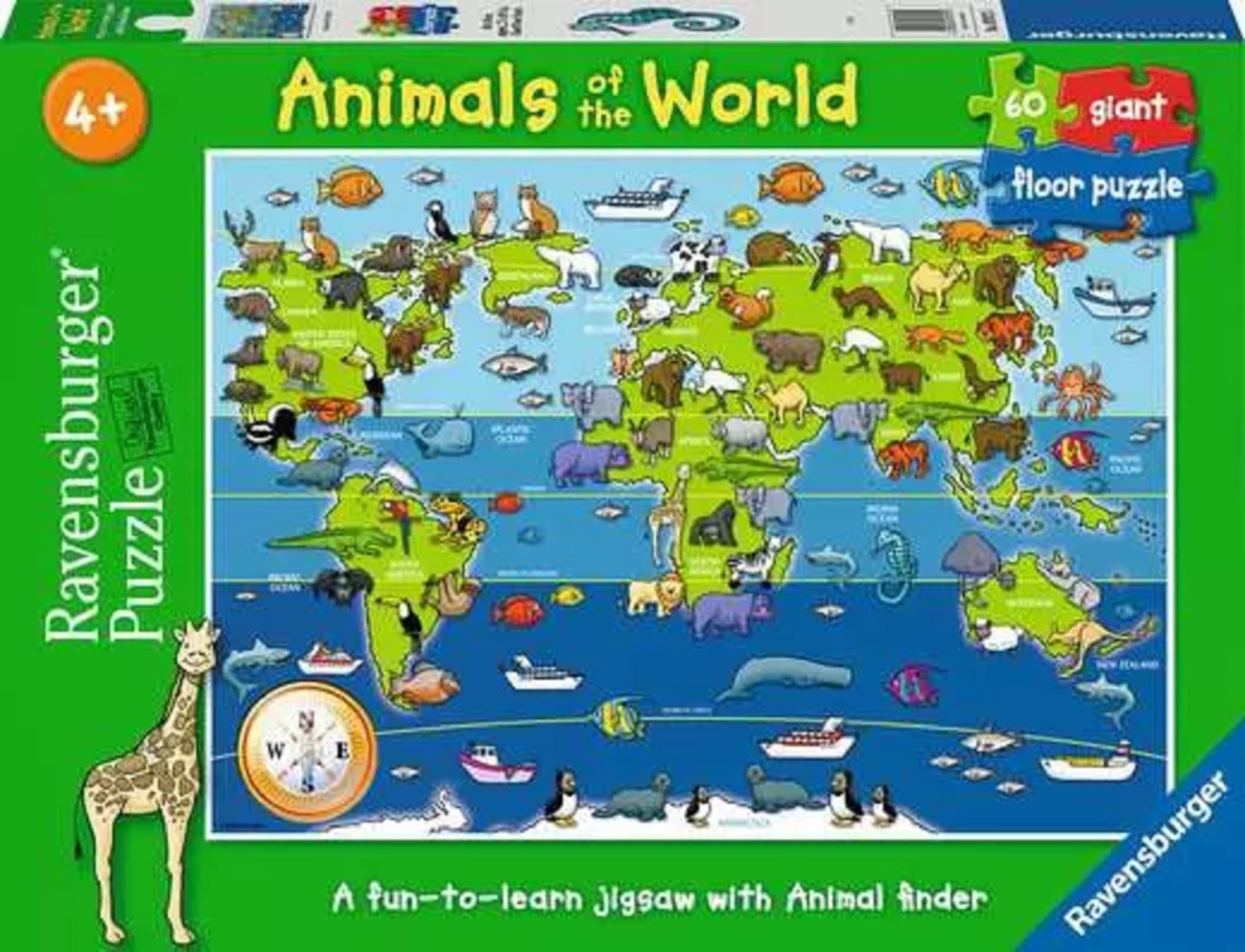 Puzzle 60 piese - Harta animalelor | Ravensburger