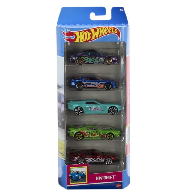 Set 5 masini - Hot Wheels cu design Hw Drift  | Mattel