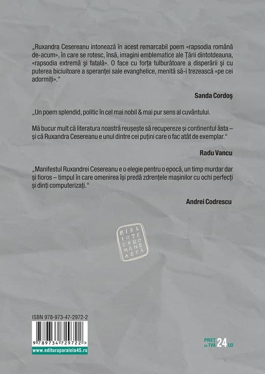 Scrisoare catre un prieten si inapoi catre tara | Ruxandra Cesereanu