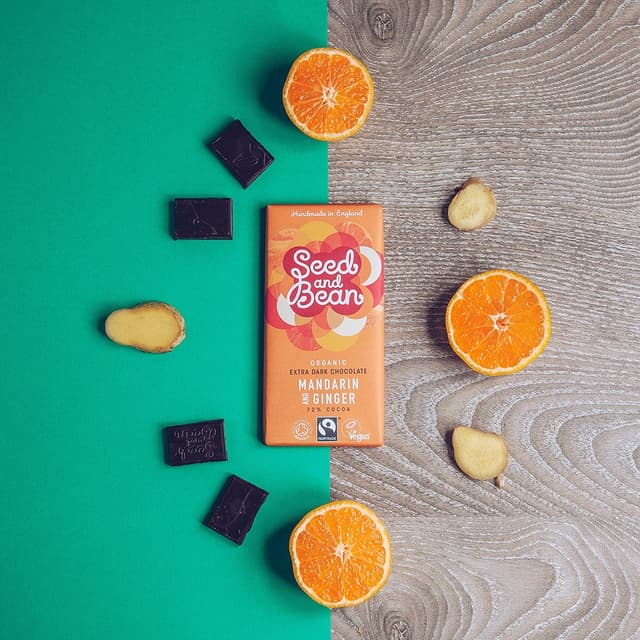 Ciocolata extra amaruie cu mandarine si ghimbir Bio | Seed and Bean