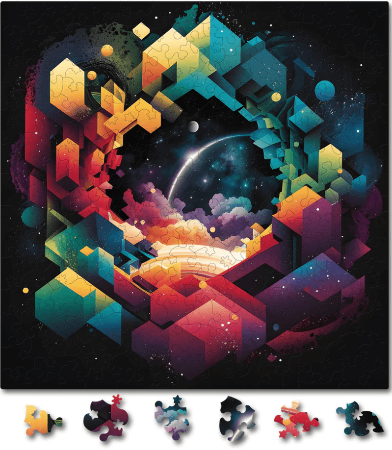 Puzzle din lemn - Abstract - Galaxy Portal | Woodmix Puzzles