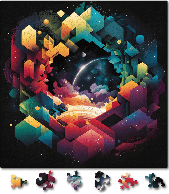 Puzzle din lemn - Abstract - Galaxy Portal | Woodmix Puzzles