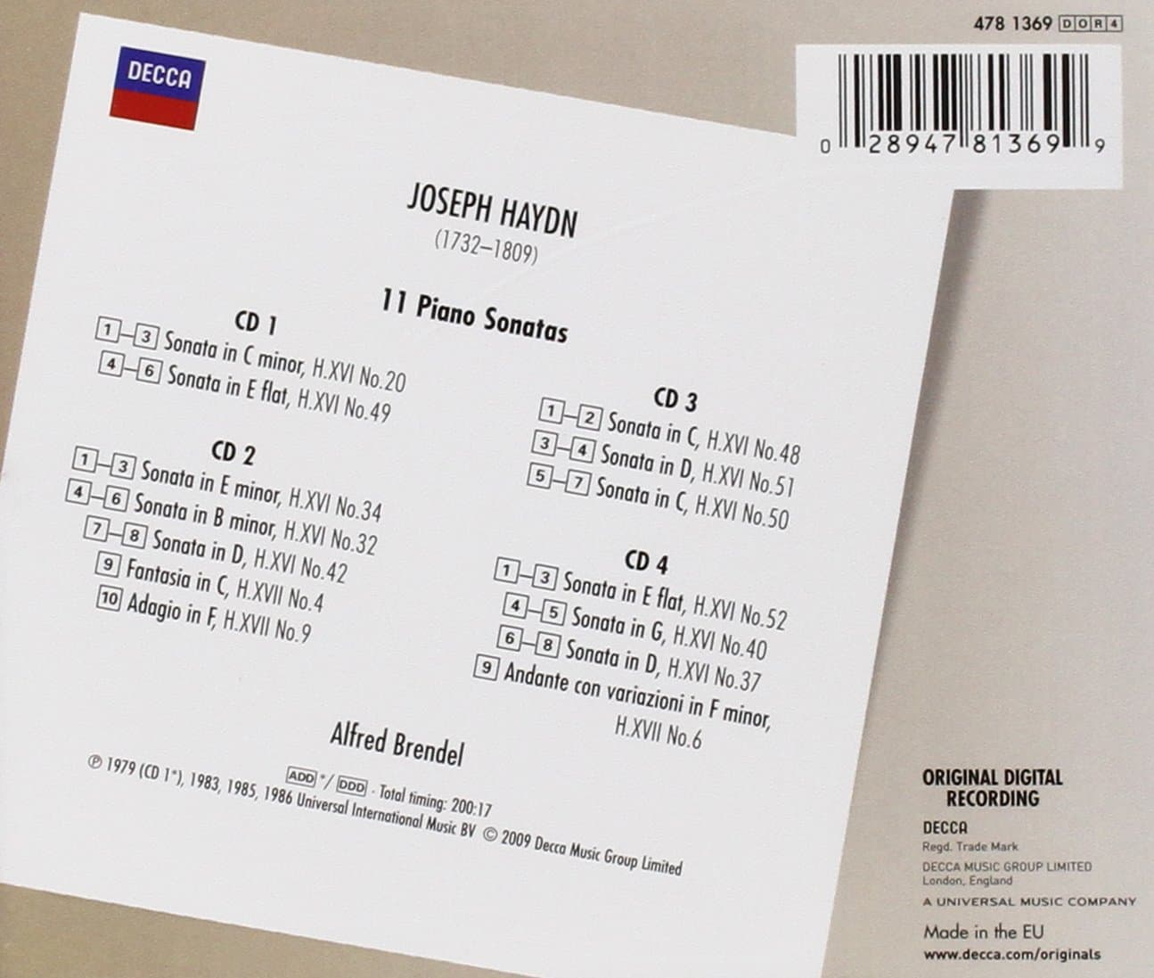11 Piano Sonatas - Fantasia, Andante, Adagio | Joseph Haydn, Alfred Brendel