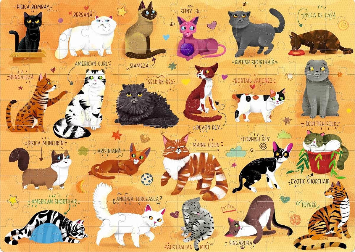 Puzzle 120 piese - Lumea pisicilor | Mimorello