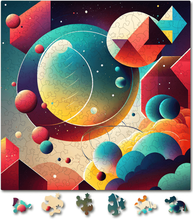 Puzzle din lemn - Abstract - Retro Bubbles | Woodmix Puzzles