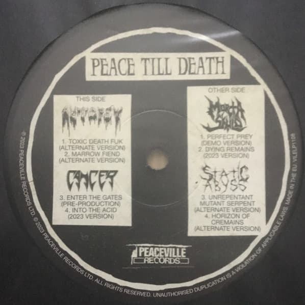 Peace Till Death - Vinyl | Autopsy, Cancer, Morta Skuld, Static Abyss