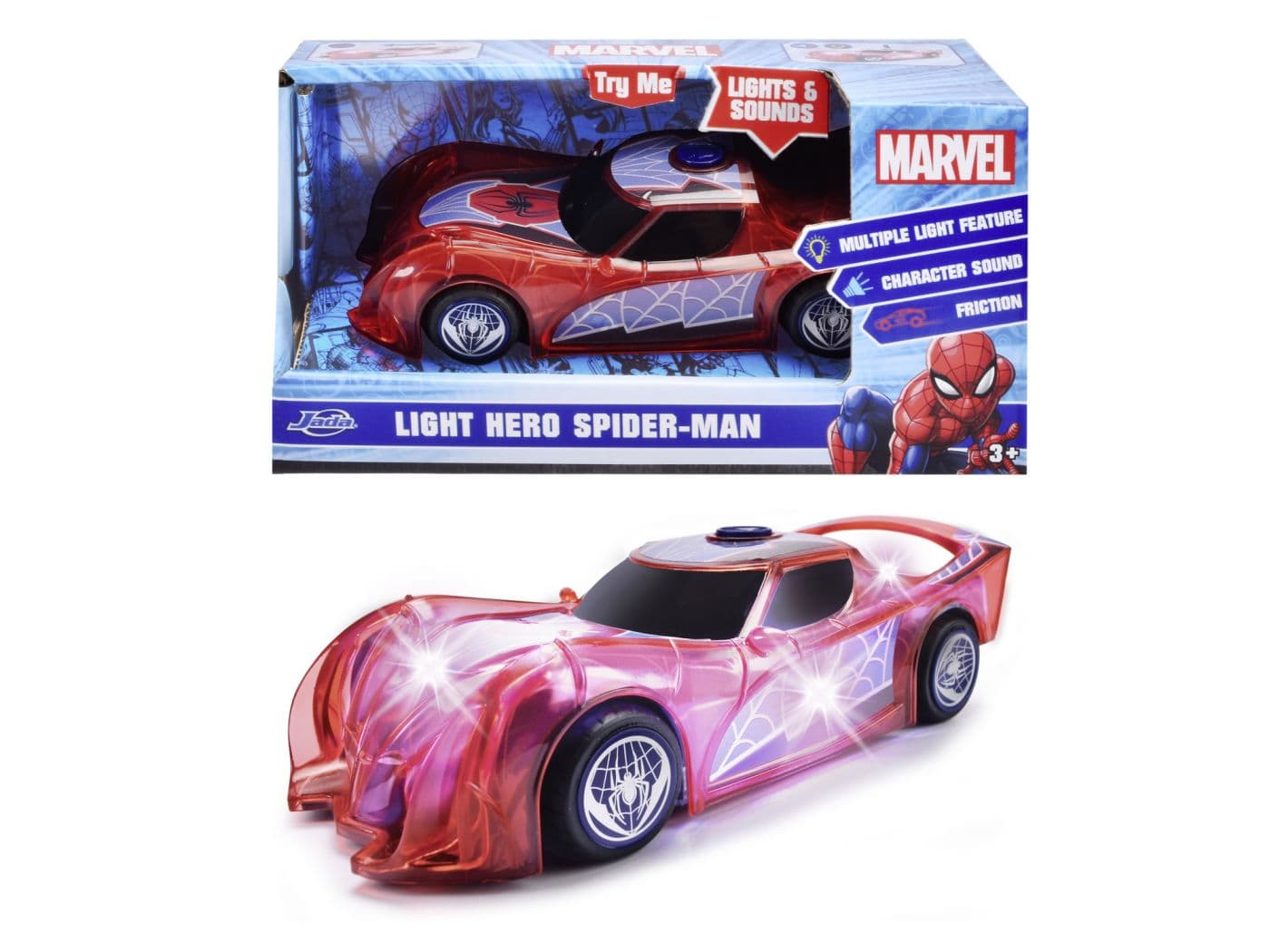 Masinuta - Marvel - Light Hero Spider Man cu sunete si lumini  | Jada Toys