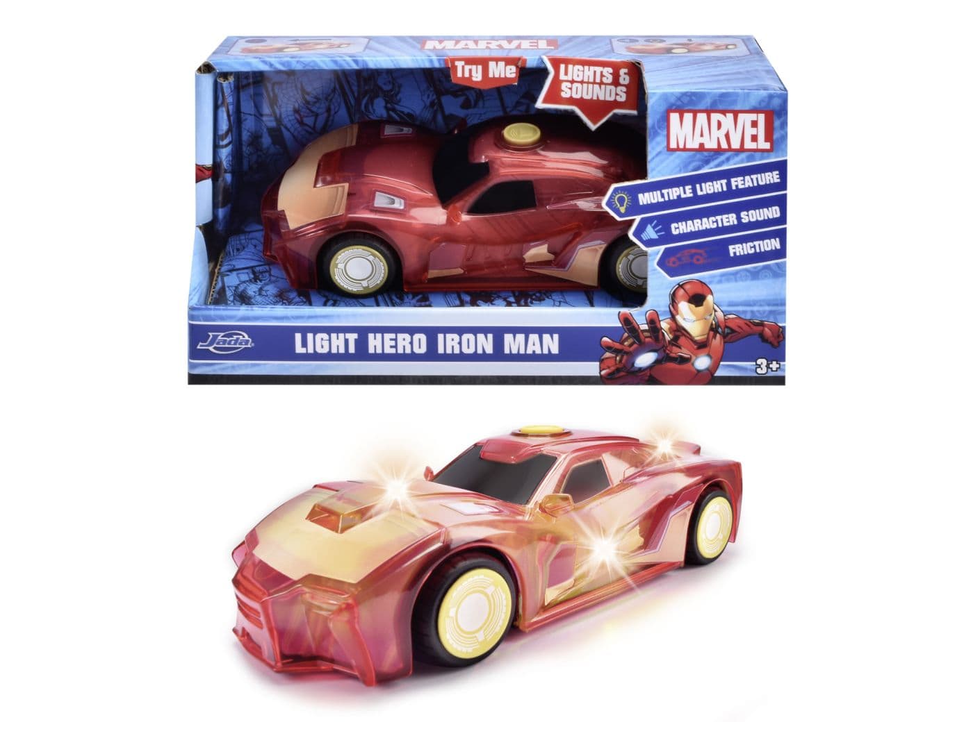 Masinuta - Marvel - Light Hero Iron Man cu sunete si lumini  | Jada Toys