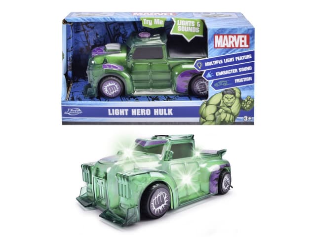 Masinuta - Marvel - Light Hero Hulk, cu sunete si lumini  | Jada Toys