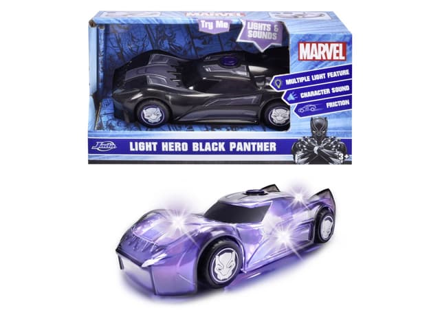 Masinuta - Marvel - Light Hero Black Panther, cu sunete si lumini  | Jada Toys