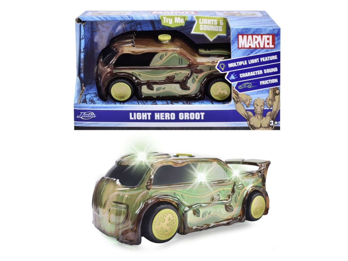 Masinuta - Marvel - Light Hero Groot, cu sunete si lumini  | Jada Toys