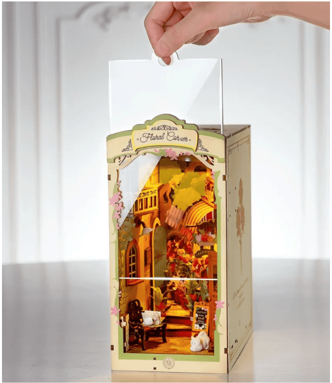 Book Nook. Puzzle 3D din lemn - Cotor de carte - Floral Corner | Robotime
