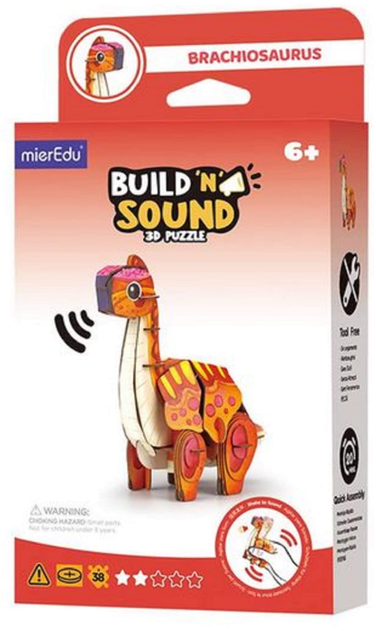 Puzzle 3D 50 piese - Build ’n’ Sound - Brachiosaurus | MierEdu