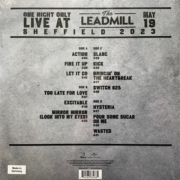 One Night Only: Live At The Leadmill 2023 - Vinyl | Def Leppard