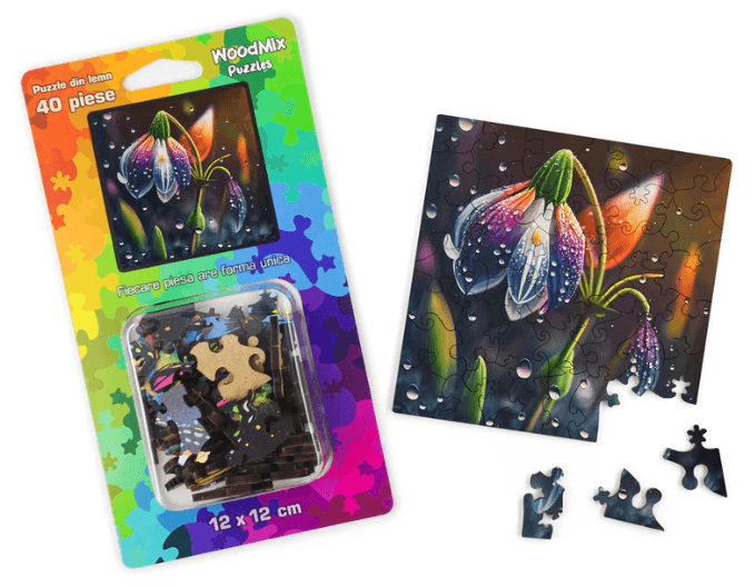 Puzzle mic din lemn - Flori - Ghiocel | Woodmix Puzzles