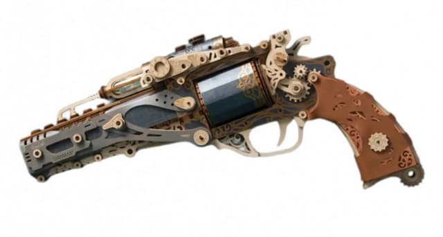Puzzle 3D 176 piese - Revolver clasic - Negru | Howcat