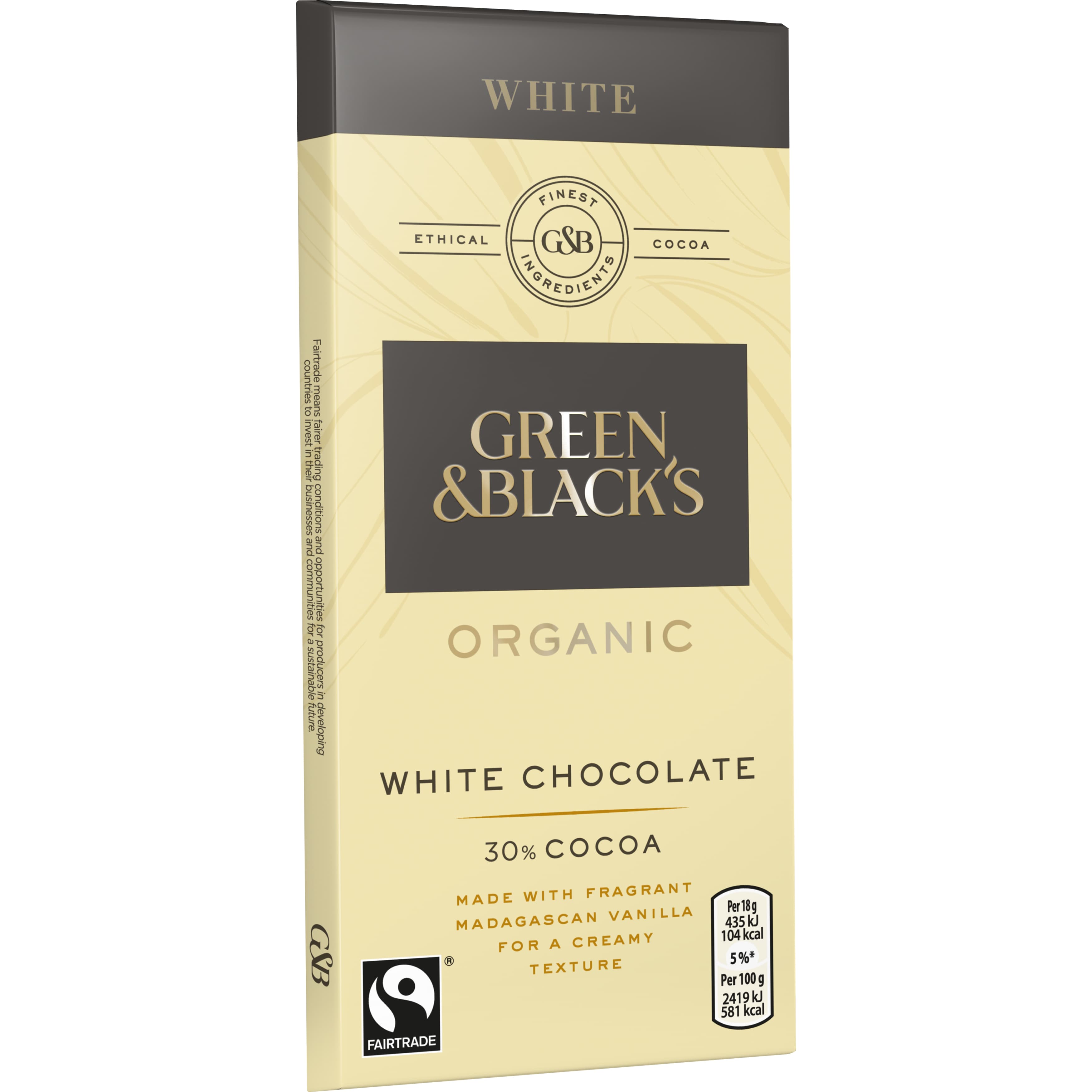 Ciocolata - 30% Cocoa White Chocolate, Organic 90g | Green&Black's
