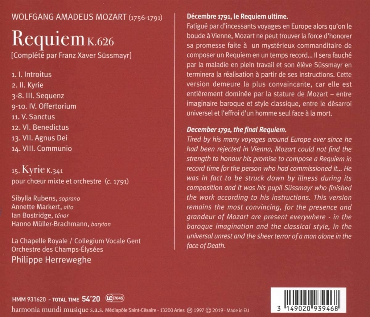 Wolfgang Amadeus Mozart: Requiem | Phillippe Herreweghe, Collegium Vocale Gent, Orchestre des Champs-Elysees