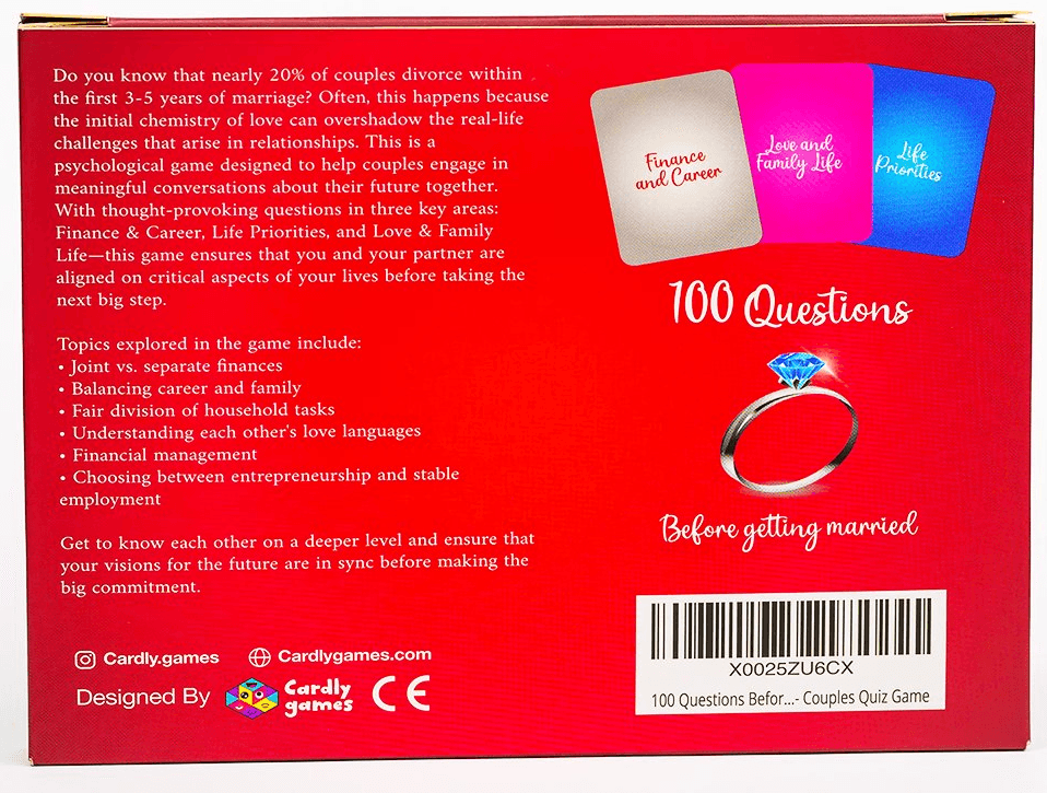 Joc de carti pentru cupluri - 100 Questions Before Marriage | Cardly
