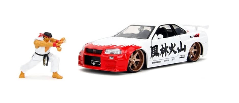 Set masinuta metalica Nissan Skyline GTR + figurina Ryu Street Fighter | Jada Toys