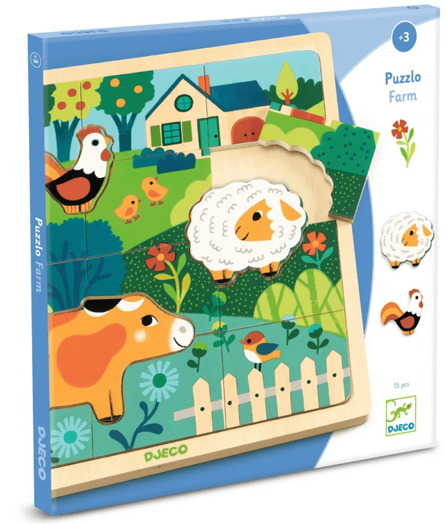 Puzzle 15 piese - Animale de la ferma | Djeco