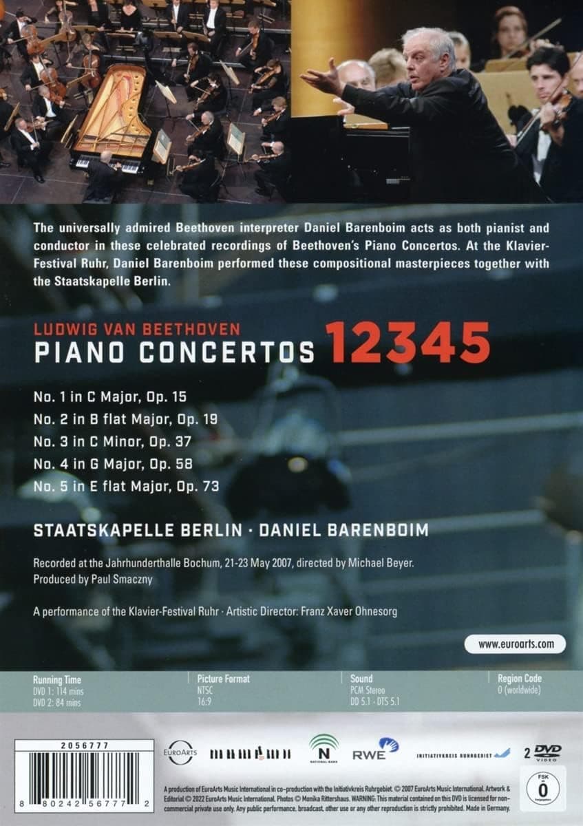 Ludwig van Beethoven: Piano Concertos 1,2,3,4,5 (DVD) | Daniel Barenboim, Staatskapelle Berlin