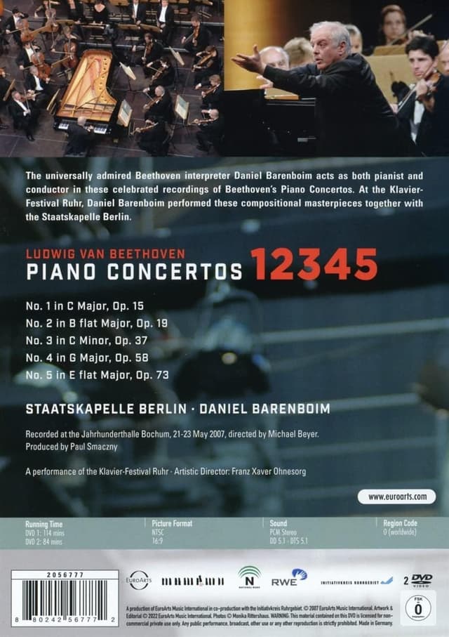 Ludwig van Beethoven: Piano Concertos 1,2,3,4,5 (DVD) | Daniel Barenboim, Staatskapelle Berlin