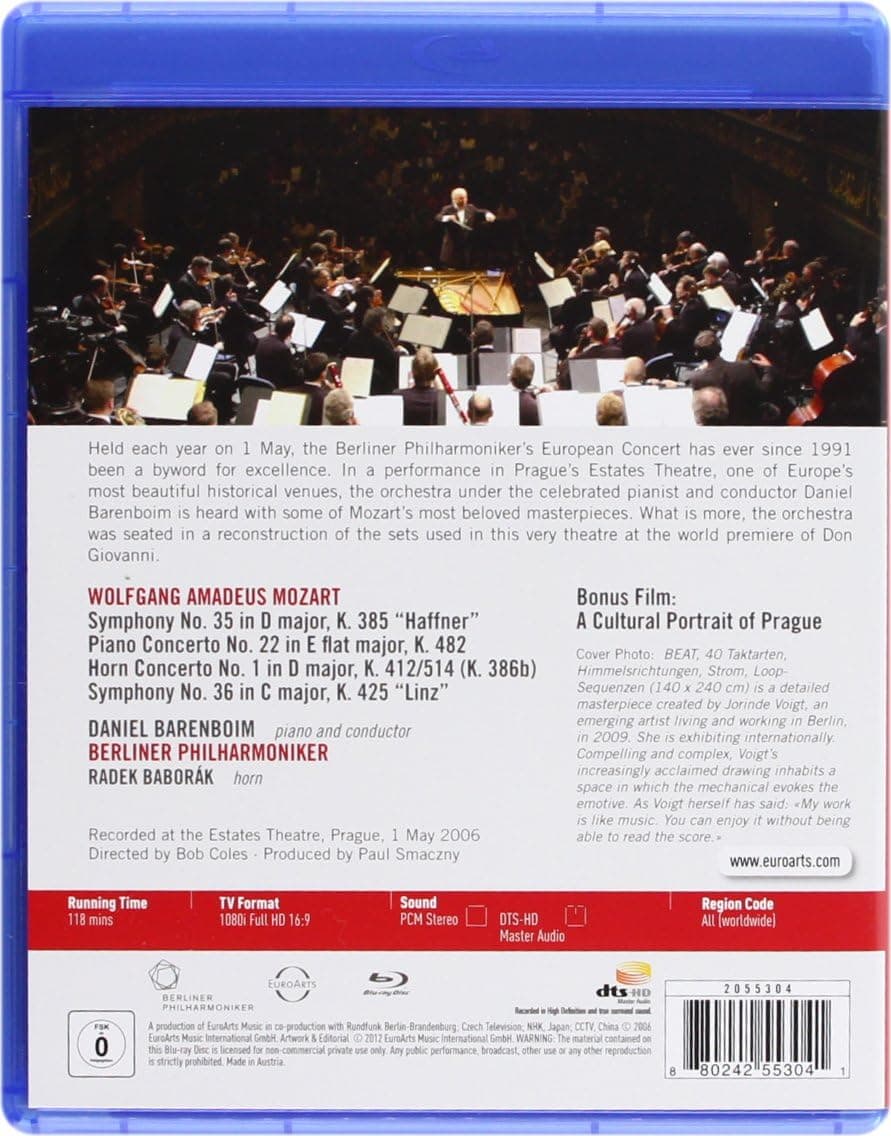 Mozart: Symphonien Nr.35 & 36, Piano Concerto No. 22, Horn Concerto No. 1 (Blu-ray) | Daniel Barenboim, Radek Baborak, Berliner Philharmoniker