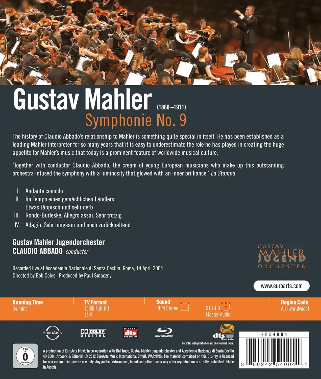 Mahler: Symphony No. 9 (Blu-ray) | Claudio Abbado, Gustav Mahler Jugendorchester