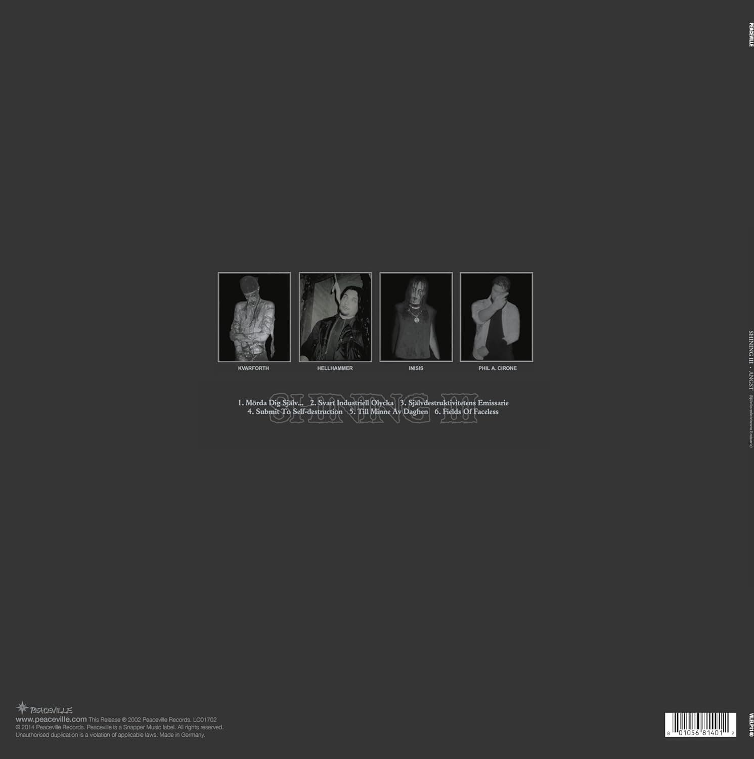 III - Angst, Sjalvdestruktivitetens Emissarie (Crystal Clear Vinyl) | Shining