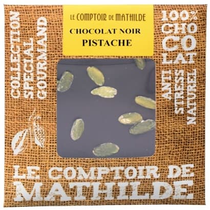Tableta de ciocolata neagra cu fistic | Comptoir de Mathilde