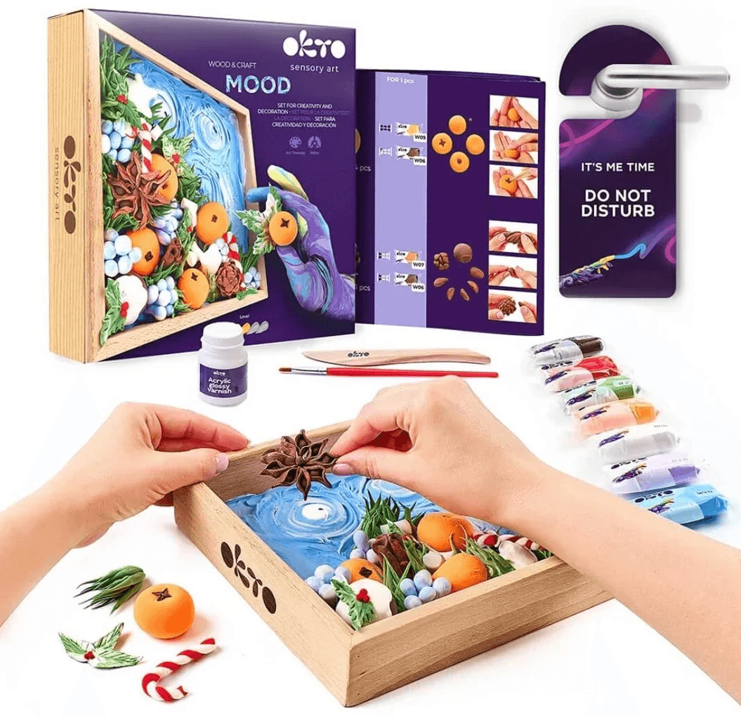 Set creativ - Sensory Art - Wood & Craft Succulents - Joy | Okto Clay