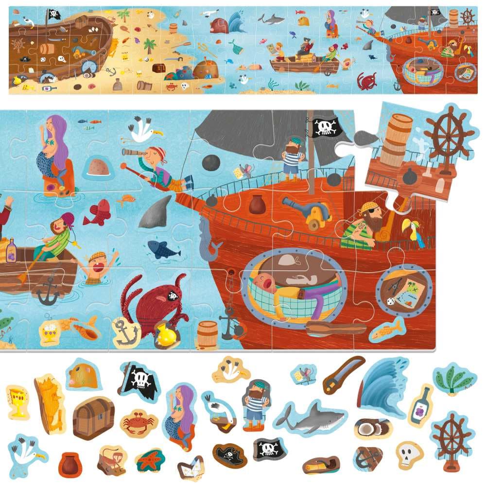 Puzzle - Pirati - Cu peste 200 de stickere ce se pot repozitiona | Headu